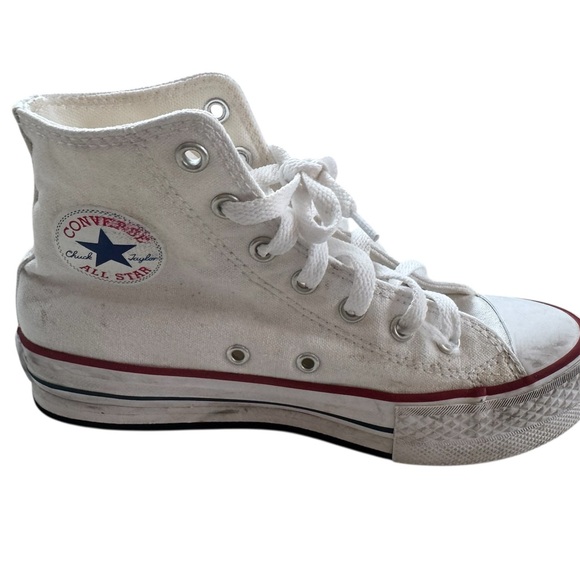 Classic White High-Top Platform Kids Sneakers - Size 3 - Picture 8 of 9